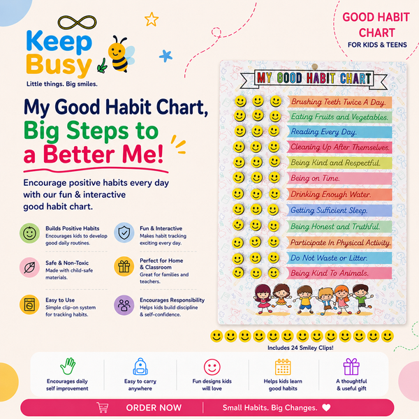 Good Habit Chart for Kids β Reusable Behaviour Tracker with Smileys | Keep Busy - alternate