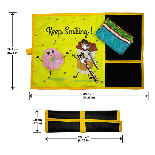 Roll-Up Table Mat Placemat with spoon fork and napkin - alternate