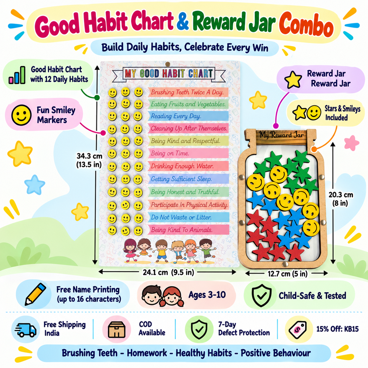 Good Habit Chart &amp; Reward Jar Combo for Kids – Jar design
