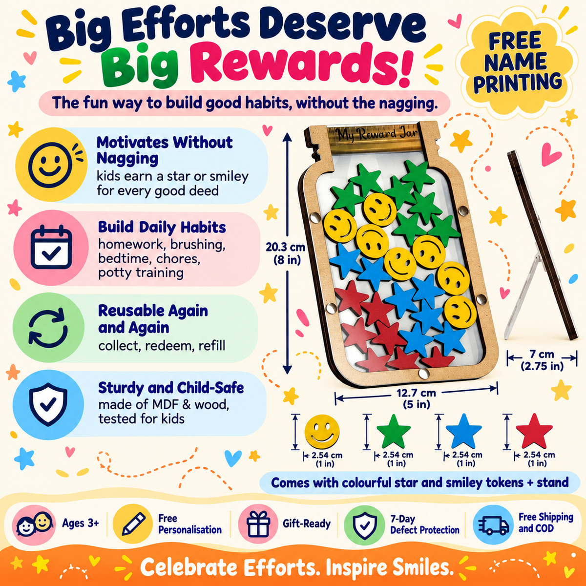 Reward Jar for Kids – Positive Behaviour System with Stars &amp; Smileys – Jar design